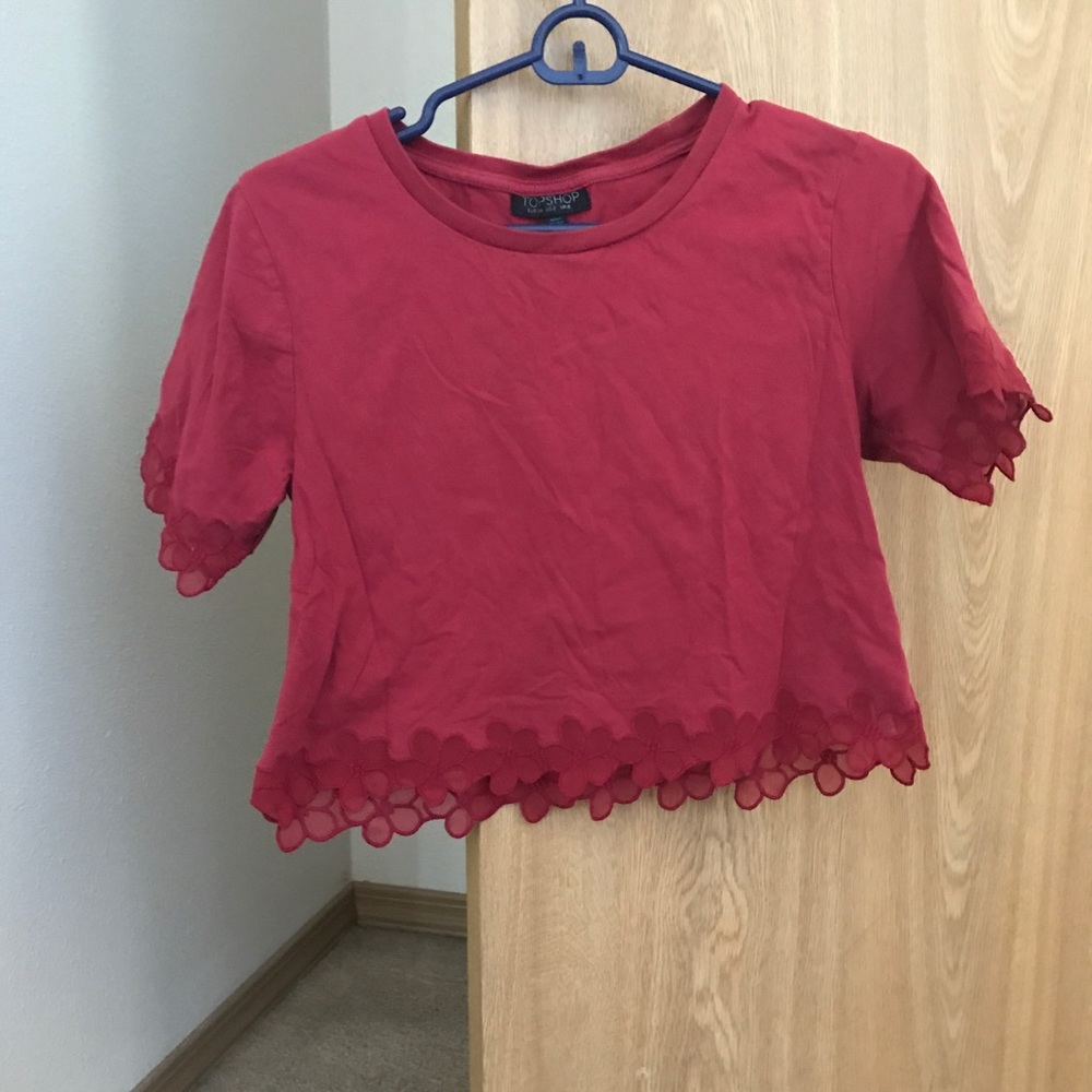 topshop cropped reddish rusty shirt